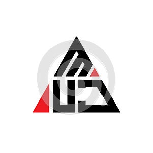 MUJ triangle letter logo design with triangle shape. MUJ triangle logo design monogram. MUJ triangle vector logo template with red