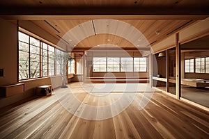 Muji design, an empty wooden room, and interior cleaning of a Japanese room.