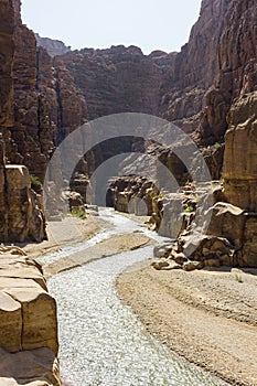 Mujib River canyon of Wadi Mujib is the lowest nature reserve in the world. Mujib River