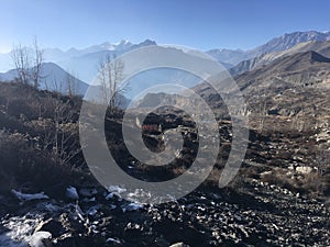 Muktinath Valley in Mustang District, Nepal in Winter.