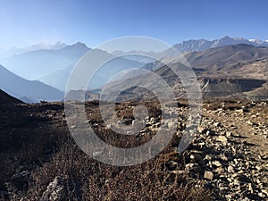 Muktinath Valley in Mustang District, Nepal in Winter.