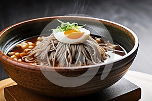 Mul naengmyeon: Cold buckwheat noodles in a clear broth, AI generative