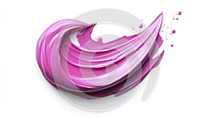 Mulberry color brush stroke on white background photo