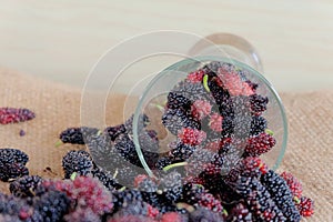 Mulberry fruits in glass