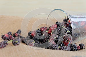 Mulberry fruits in glass