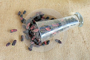 Mulberry fruits in glass