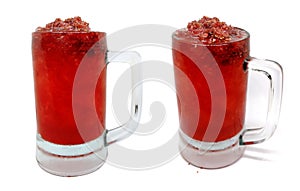 Mulberry juice fresh fruit in grass from the plant isolate on white color has clipping path 2 view