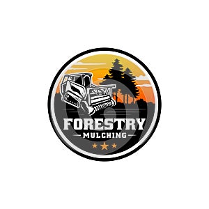 mulcher, forestry mulching machine logo vector