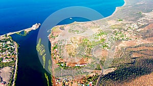 MULEGE BCS MEXICO-2022: Aerial View Of Shoreline And Ocean