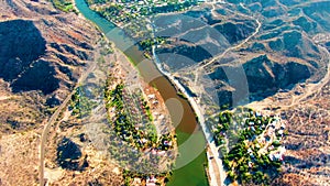 MULEGE BCS MEXICO-2022: Drone View Of City With River