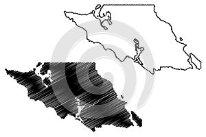 Mulege municipality Free and Sovereign State of Baja California Sur, Mexico, United Mexican States map vector illustration,