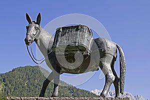 Muli monument in Mittenwald and Karwendel mountains