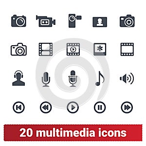 Multimedia Icons For Web And Mobile Services