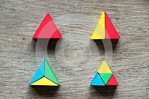 Mulit color toy block compound as triangle shape