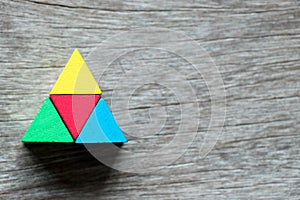 Mulit color toy block compound as triangle shape
