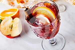 Mulled wine, apple cinnamon, orange, chilled, ice, close-up, grog, sangria