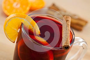 Mulled wine with cinnamon