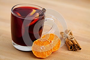 Mulled wine with cinnamon photo