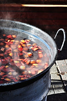 Mulled wine on fire