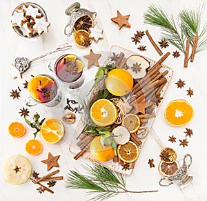 Mulled wine Hot punch ingredients fruit spices Christmas Still l