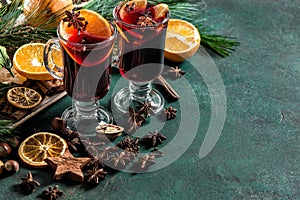 Mulled wine ingredients Hot red punch fruits spices Christmas d