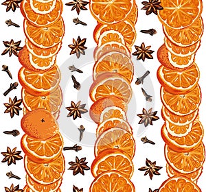 Mulled wine ingridients seamless vector background