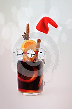 Mulled Wine in a Mason Jar on White Background