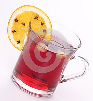 Mulled wine and orange with clove