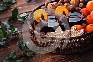 Mulled wine tangerines nuts