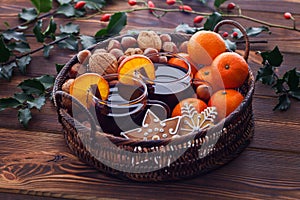 Mulled wine tangerines nuts