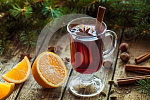 Mulled wine traditional hot spiced alcohol photo