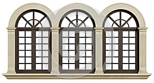 Mullioned window isolated on white