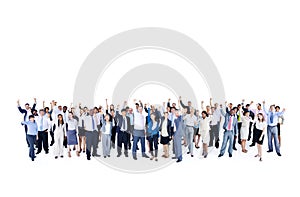 Mullti-ethnic group business person hands up Concept