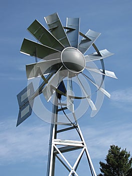 Multi-bladed steel windmill