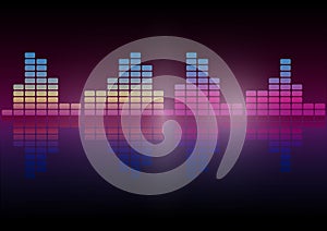 Multi color Audio waveform technology background Digital equalizer technology abstract Vector image