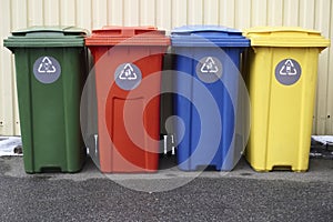 Multi color bin for separating various types of garbage