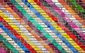 Multi color Brick Wall Background