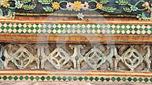 Multi Color Ceramic Tiles Decorated On Old Pagoda