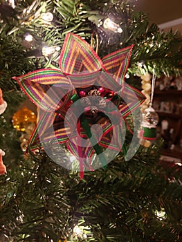 Multi color christmas star ornament