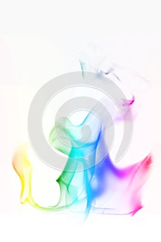 Multi Color Fire Flame Abstract on white background. A mystic colorful smoke. Blurry bright abstraction with colored lines. Magic