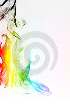 Multi Color Fire Flame Abstract on white background. A mystic colorful smoke. Blurry bright abstraction with colored lines. Magic