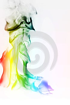 Multi Color Fire Flame Abstract on white background. A mystic colorful smoke. Blurry bright abstraction with colored lines. Magic