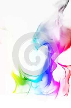 Multi Color Fire Flame Abstract on white background. A mystic colorful smoke. Blurry bright abstraction with colored lines. Magic