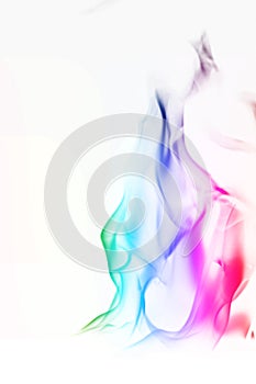 Multi Color Fire Flame Abstract on white background. A mystic colorful smoke. Blurry bright abstraction with colored lines. Magic