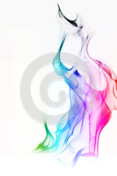 Multi Color Fire Flame Abstract on white background. A mystic colorful smoke. Blurry bright abstraction with colored lines. Magic