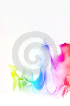 Multi Color Fire Flame Abstract on white background. A mystic colorful smoke. Blurry bright abstraction with colored lines. Magic