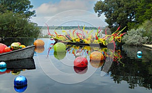 Multi-Color Glass Display in Pond Overlooking White Rock Lake Dallas, Texas