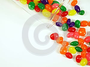 Multi-Color Jellybean Fun Falling from a Glass Jar