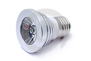 Multi color LED light bulb isolated on white