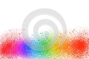Multi color paint is a rainbow on a white background photo